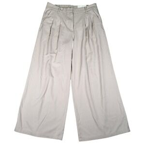 American Eagle Trousers Womens 12 (Fits 34x30) Wide Leg Low-Rise Khaki Stretch